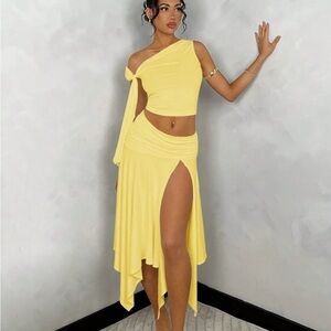 Yellow Asymmetrical Skirt & top